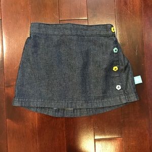 Girls Denim Flower Button Skirt